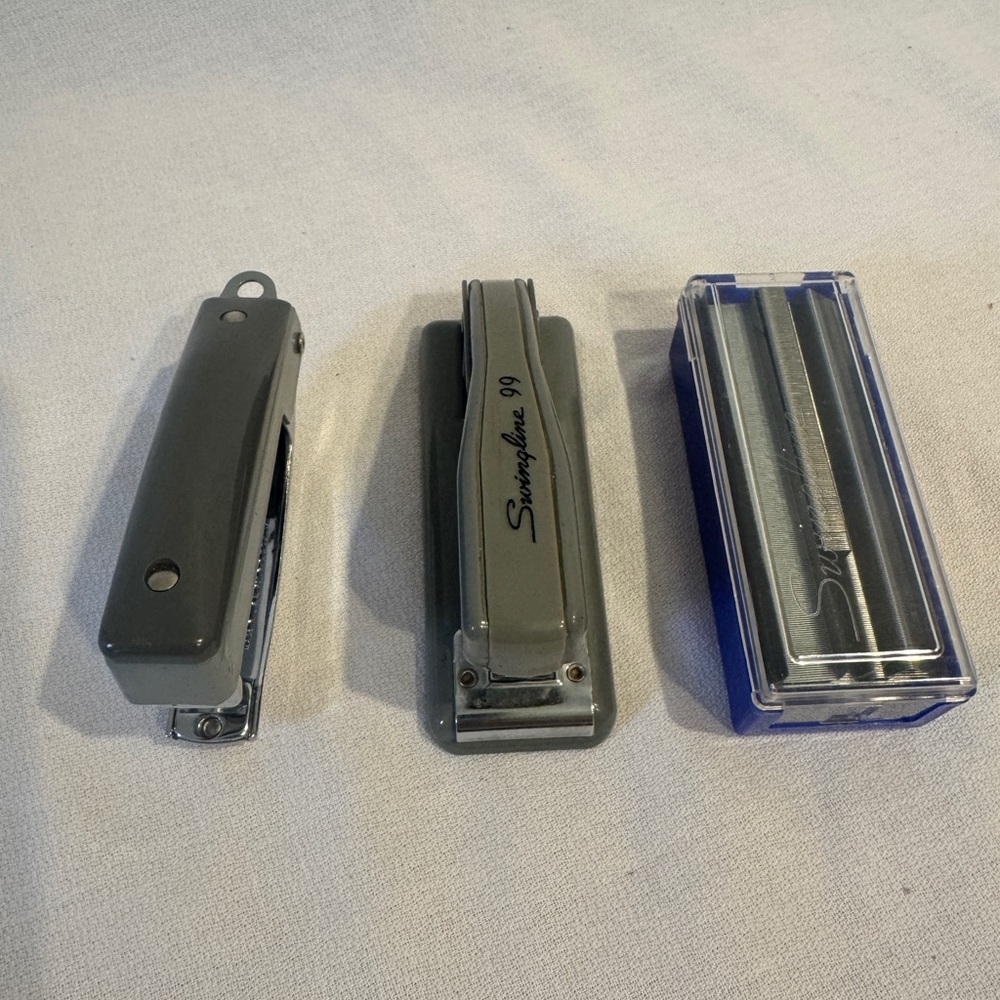 Vintage Gray Swingline Grey Staplers Desktop And Hand Held Set USA Made Staples